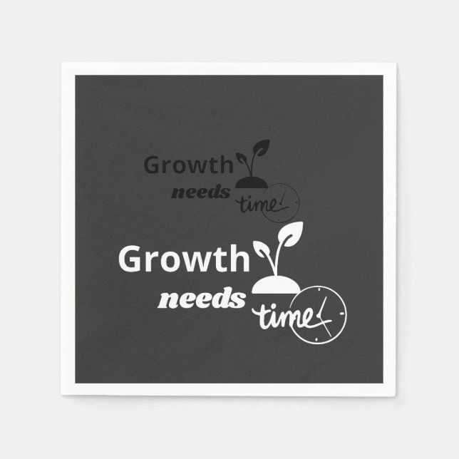 Serviette En Papier Growth Needs Time – Minimal Motivational Quote Pos (Devant)