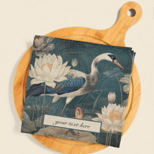 Serviette En Papier Grue bleue botanique vintage personnalisable 