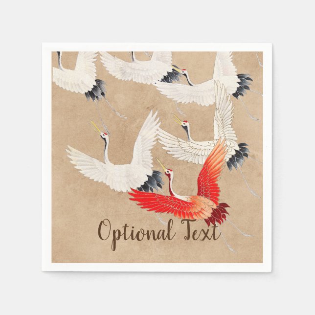 Serviette En Papier Grues volantes japonaises (Devant)