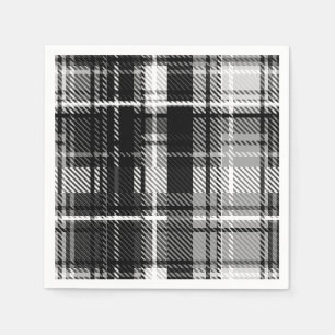 Serviette En Papier Grund Black Blanc Flannel Plaid Tartan Design