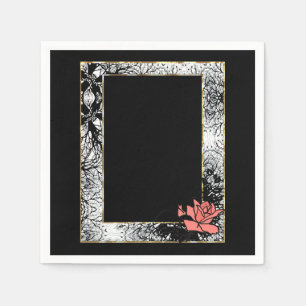 Serviette En Papier Grunge oldish rétro vintage corail fleurs de rose 