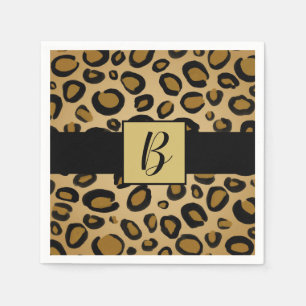 Serviette En Papier Guépard peint imprimé taches léopard or beige marr