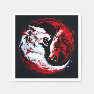 Serviette En Papier Guerrier Loup Cosmique Rouge Blanc