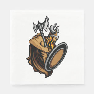 Serviette En Papier Guerrier Viking Barbare Nordique avec Hache et Bou