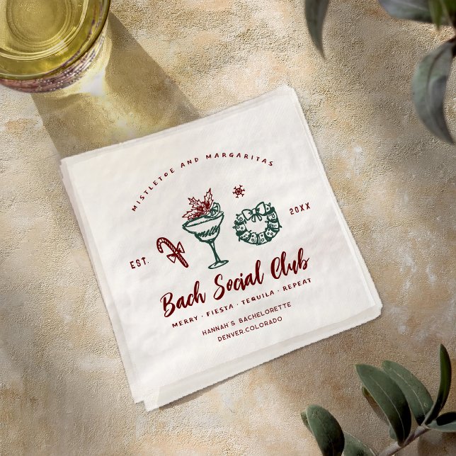 Serviette En Papier Gui et Margaritas | Bachelorette de Noël (Créateur téléchargé)