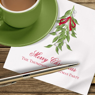 Serviette En Papier Guirlande de gui Calligraphie Script Cocktail