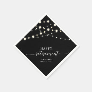 Serviette En Papier Guirlande Lumineuse   Fête de Retraite Noir & Blan