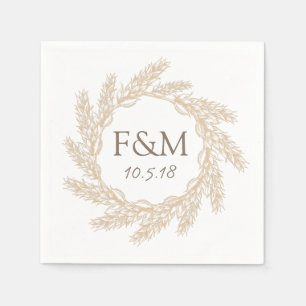 Serviette En Papier Guirlande rustique élégante de blé de ferme