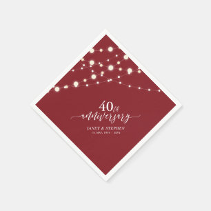 Serviette En Papier Guirlandes lumineuses Rouge rubis 40e anniversai