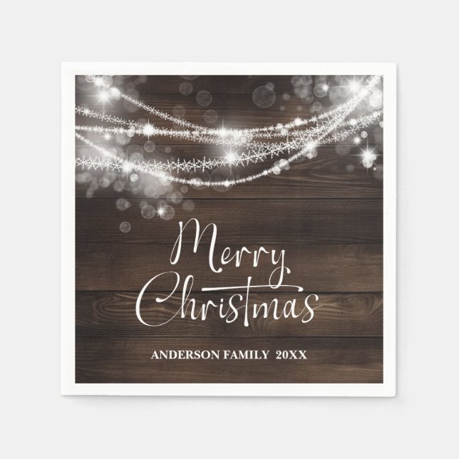 Serviette En Papier Guirlandes rustiques en bois pour Noël (Devant)
