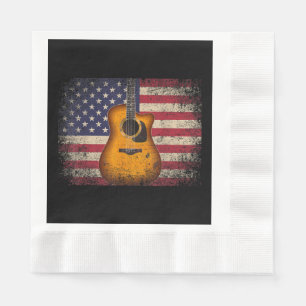 Serviette En Papier Guitar 4th of July Venin American Flag USA - Count