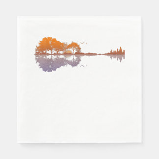Serviette En Papier Guitare Lake Reflet Musique Et Guitare Lover
