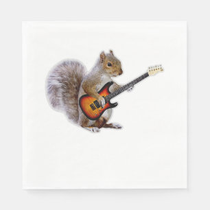 Serviette En Papier Guitare Lover Écureuil Jouant de la guitare
