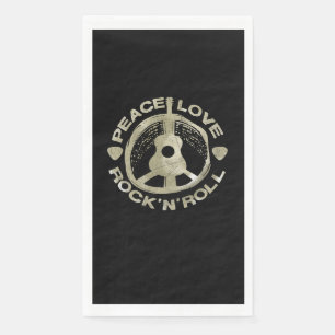 Serviette En Papier Guitare Lover   Peace Love Rock'N'Roll