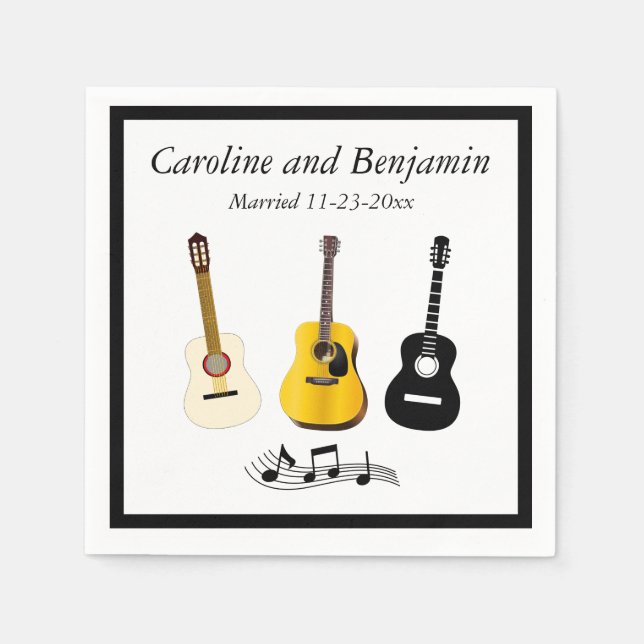 Serviette En Papier Guitare mariage ou Fiançailles Musique Notes music (Devant)