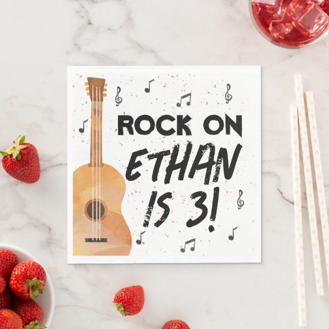 Serviette En Papier Guitare Musique Anniversaire Papier (En situation)