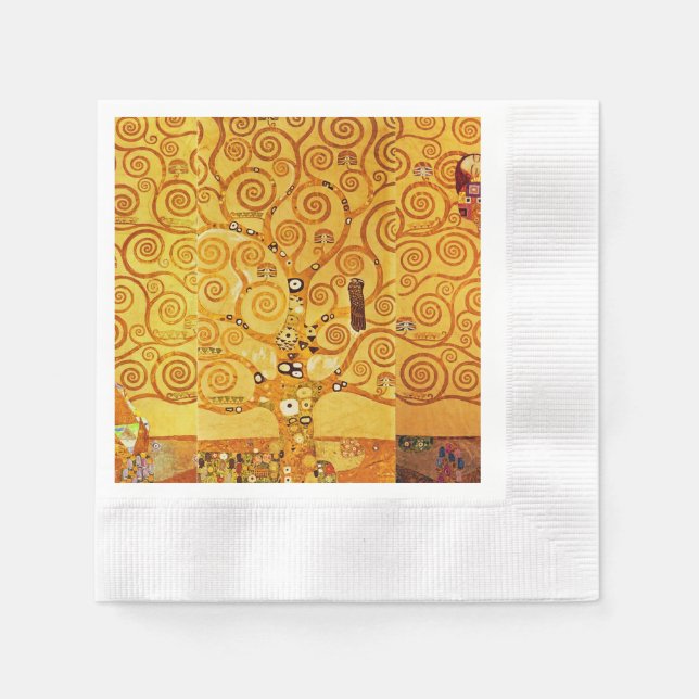 Serviette En Papier Gustav Klimt Arbre de Vie : Symboliste Art Nouveau (Devant)