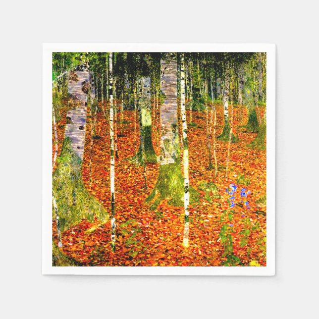 Serviette En Papier Gustav Klimt Birch Trees (Devant)