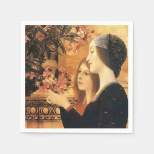 Serviette En Papier Gustav Klimt-Deux filles avec une Oleander Vinta