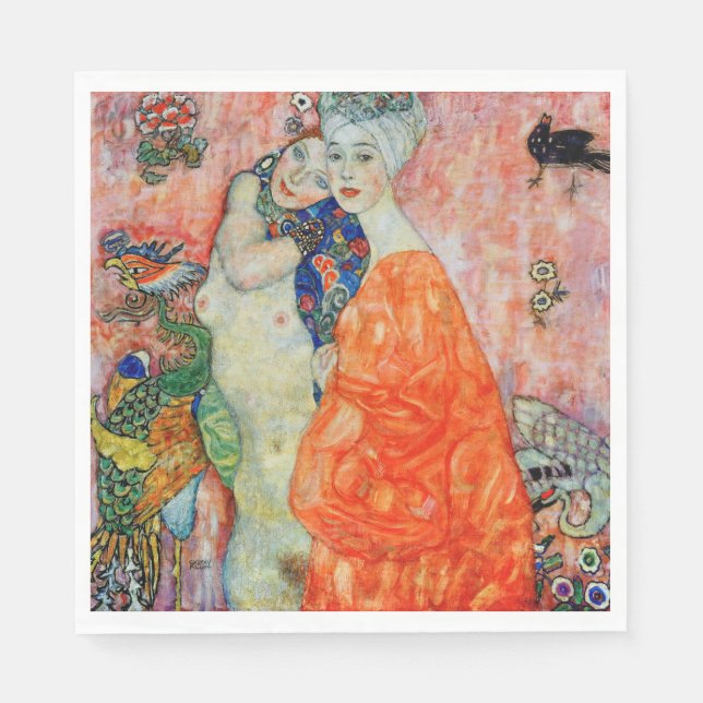 Serviette En Papier Gustav Klimt - Femmes amis (Devant)