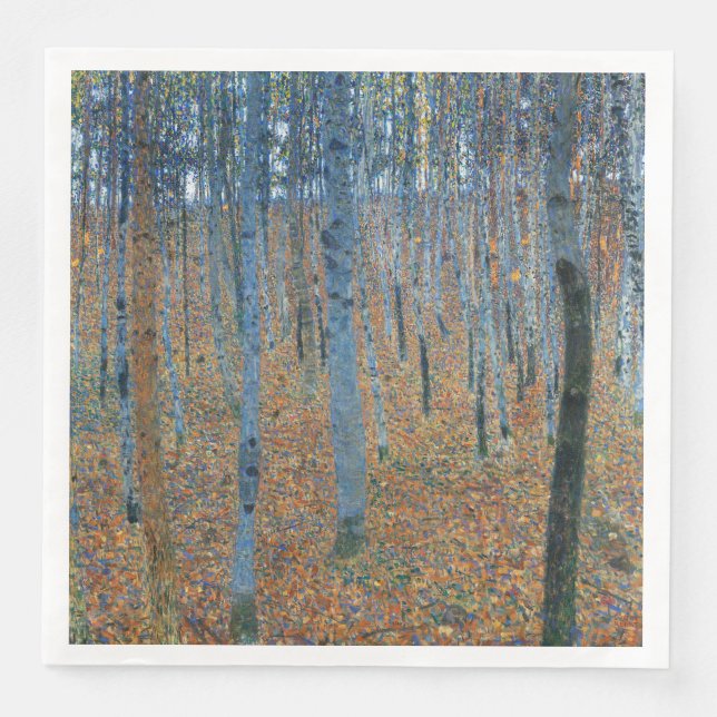 Serviette En Papier Gustav Klimt Fir Forêt Tannenwald Arbres rouges (Devant)