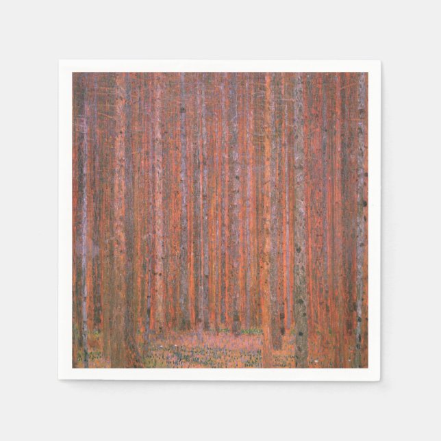 Serviette En Papier Gustav Klimt Fir Forêt Tannenwald Arbres rouges (Devant)