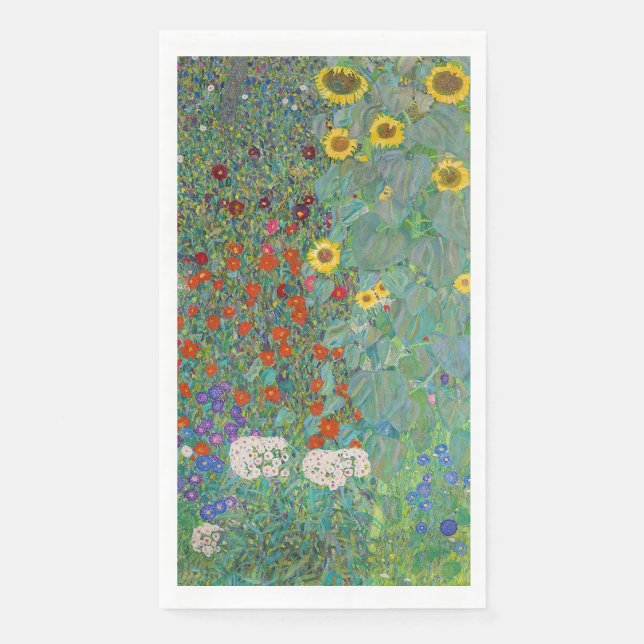Serviette En Papier Gustav Klimt - Jardin de campagne avec tournesols (Devant)