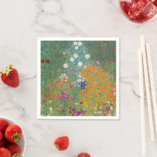 Serviette En Papier Gustav Klimt Jardin Fleur Motif célèbre peinture