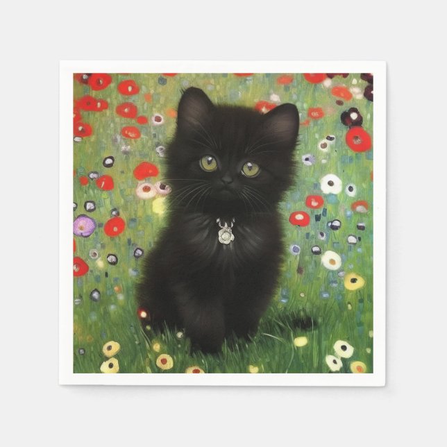 Serviette En Papier Gustav Klimt Kitten (Devant)