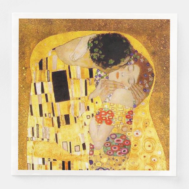 Serviette En Papier Gustav Klimt La Peinture Classique Du Kiss (Devant)