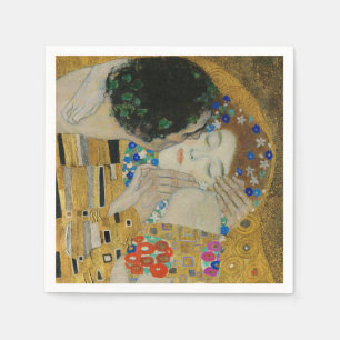 Serviette En Papier Gustav Klimt-The Kiss(détail) Oeuvre Gold Leaf