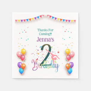 Serviette En Papier Gymnast cute kids birthday party colorful card