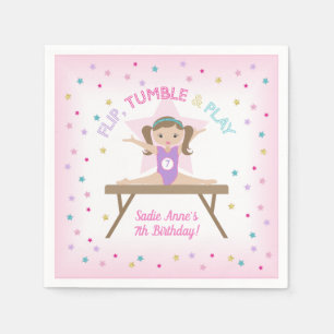 Serviette En Papier Gymnaste Brown cheveux Gymnastique Jump Anniversai