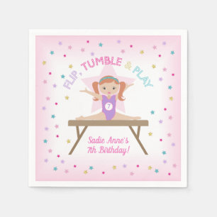 Serviette En Papier Gymnaste Pink Hair Gymnastique Jump Anniversaire