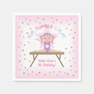 Serviette En Papier Gymnaste Pink Hair Gymnastique Jump Anniversaire