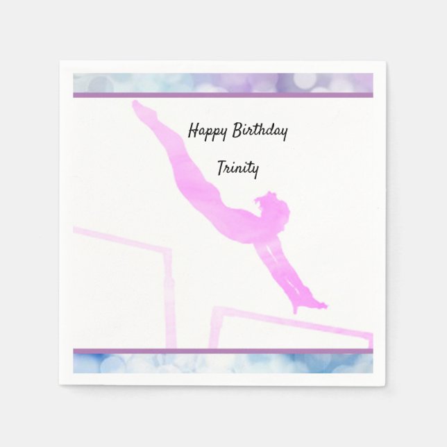 Serviette En Papier Gymnastique Anniversaire Barres Inéven Aquarelle (Devant)