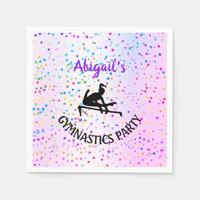 Serviette En Papier Gymnastique Couleur et Étoiles partout (Devant)