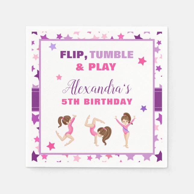 Serviette En Papier Gymnastique Girl Stars Anniversaire (Devant)