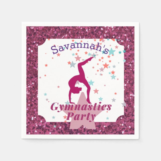 Serviette En Papier Gymnastique Parties scintillant et étoiles (Devant)