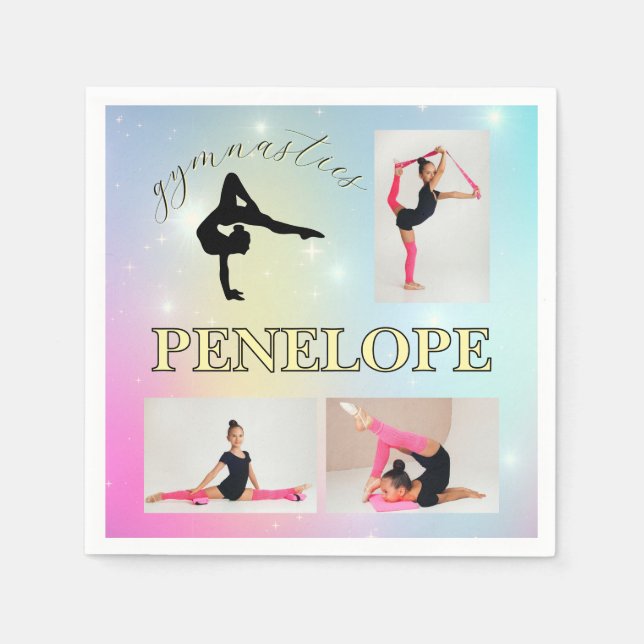 Serviette En Papier Gymnastique Pastel Arc-en-ciel Gradient 3 Photo Pe (Devant)