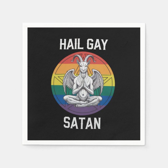 Serviette En Papier Hail Gay Satan Funny Goth Gothique Goat LGBTQ (Devant)