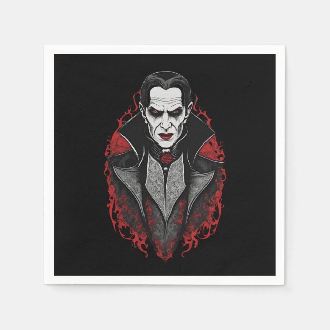 Serviette En Papier Halloween 9 vampire, monstre effrayant, horreur, (Devant)