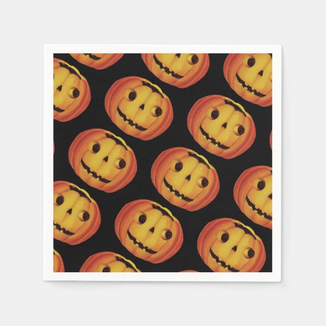 Serviette En Papier Halloween à l'ancienne, Citrouille (jack-o'-lanter (Devant)