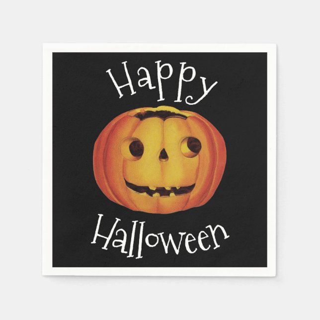 Serviette En Papier Halloween à l'ancienne, Citrouille (jack-o'-lanter (Devant)