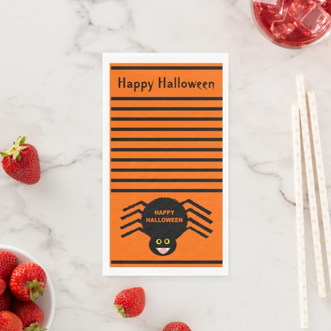 Serviette En Papier Halloween Black Spider Custom (En situation)