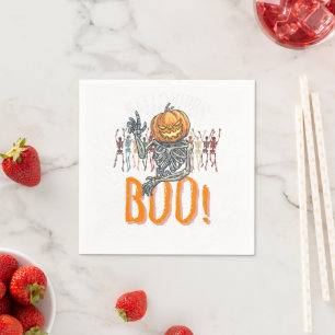Serviette En Papier Halloween blanc et orange de marque personnalisée