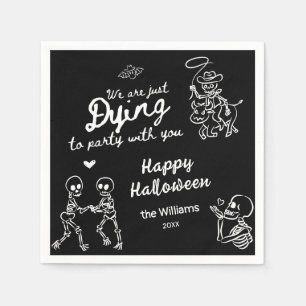 Serviette En Papier Halloween blanc noir blanc blanc blanc de la main 