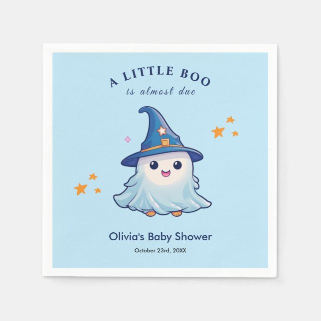 Serviette En Papier Halloween Bleu Un Petit Baby shower Boo (Devant)