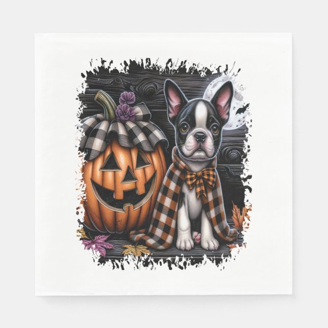 Serviette En Papier Halloween Boston Terrier Dog (Devant)