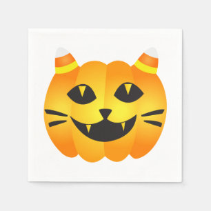 Serviette En Papier Halloween Cat-o'-Lantern